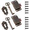 FABULETTA Set di 2 serrature vintage per cassetti con chiave, in lega di zinco anticata in bronzo rosso, per scatole di legno, portagioie e armadi