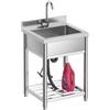 Vockol Lavello Autoportante in Acciaio Inox 50P x 55l x 94H cm | Lavandino Professionale con Rubinetto, Lavello Esterno per Cucina, Ristorante, Bar, Caffè, Garage