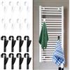 FengFution 16 Pz Ganci per Termoarredo Bagno da Termosifone, Gancio Termoarredo Bagnos, Ganci Appendi Accappatoio Bagnos, Gancio Portasciugamani per Termosifoni Rotondi(bianco, nero)