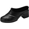 cfpqv Pantofole da donna chiuse, foderate, con tacco, antiscivolo, in pelle, per interni ed esterni, Nero , 38 EU