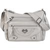 GLITZALL Borsa a tracolla da donna in finta pelle, piccola borsa multi tasca con tracolla regolabile, tasche con zip, borsa da viaggio per tutti i giorni da donna, Grigio, 25 x 10 x 19 cm