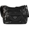 GLITZALL Borsa a tracolla da donna in finta pelle, piccola borsa multi tasca con tracolla regolabile, tasche con zip, borsa da viaggio per tutti i giorni da donna, Nero , 25 x 10 x 19 cm