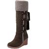 cfpqv Stivali invernali da donna, foderati, caldi, da donna, in pelle scamosciata, con zeppa, stivali occidentali, autunno, inverno, stivali da lavoro, giallo., 39