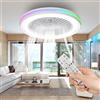 activeallbrite Ventilatore da Soffitto, motore DC 20W LED 40W, RGB 3000K-6500K, velocità del vento può essere regolata a distanza, applicabile a soggiorno, camera da letto, Ø47CM
