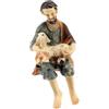 Holyart Statue per presepi: Pastore con pecora seduto presepe 8-10 cm