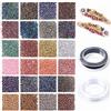 Prettme 7200 perline da 2 mm, per bracciali, in metallo, piccole perle di vetro, con cavo elastico per collane, orecchini, gioielli e fai da te