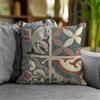 Floori Coppia Cuscini Arredo Jacquard Fantasia Maioliche Cementine Moderni Quadrati 50x50 cm Sfoderabili Imbottiti (Azzurro)