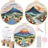 Gyism Kit da ricamo con montagna per adulti principianti, kit per punto croce contato con motivo montagna, cerchio, filo e aghi, miglior regalo artigianale per donne, kit di ricamo per hobby per adulti e