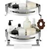 Msymsyu 2 pezzi Mensola angolare per il bagno in acciaio inox, senza foratura, con porta asciugamani da 36 cm, scaffale da bagno senza foratura, argento, scaffale per doccia senza foratura per la