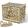 Jolik Grande Scatola Buste Matrimonio con Serratura, Vintage Porta Biglietti e Carte di Nozze in Legno, per Anniversario, Laurea e Compleanni (Giallo)
