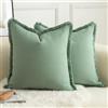 Mandioo 2 Pezzi Cotone neutro nappe Copricuscini Confortevole e morbido Fodere per Cuscino Camera da letto Soggiorno Divano Arredo per la casa decorare 55x55cm Verde salvia