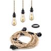 home sweet home collection Home Sweet Home Lampada a sospensione in corda di canapa | 3xE27, 7,5M | Spina UE con interruttore | Lampadario in corda tessile vintage fai-da-te | Adatto per camera da letto, ingresso