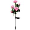 anso Lampada da giardino a 5 teste a energia solare, con rose e paletti, per esterni, luce LED (rosa)
