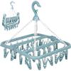 GAOHUI Stendibiancheria pieghevole con 32 clip, appendiabiti salvaspazio per asciugare, mollette multifunzione per stendere biancheria intima, vestiti per bambini, cappelli, calzini (blu)