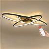 Lichtsse 68W 5100LM LED Plafoniera Lampada da salotto moderna Minimalismo 3-Ovale Design Metallo Acrilico Lampada da soffitto decorativa per soggiorno camera da letto cucina Applique a muro,L95*W65cm,Nero