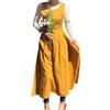 CBBEONRN Grembiule in Cotone Tinta Unita con Tasche Grembiuli con Bavaglino Casual Gonna Rotonda Abito per Cucina Giardinaggio Caffetteria Yellow,One Size