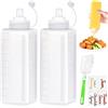 qjuwhua 2 bottiglie di plastica da 1000 ml, dispenser per condimenti a bocca larga, per ketchup, senape, maionese, olio d'oliva, salsa piccante, salsa barbecue