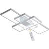 Lichtsse Lampada Da Soffitto A LED Lampada Da Soggiorno Dimmerabile Rettangolare Plafoniere 3 Anello Con Telecomando Lampadario Moderno Acrilico Paralume In Alluminio Cucina Applique A Muro,Bianca,110cm(95W)