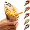 Kerafactum 50 Coni per Patatine Fritte Antigrasso | Coni di Carta per Patatine & Fish and Chips | Cono Giornale Design Daily News | Motivo French Fries | Divertimento per Grandi e Piccoli 25 x 18 cm