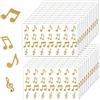 NQEUEPN 672pz Adesivi Note Musicali, 4 Design Adesivi con Note Musicali Impermeabili Adesivi Autoadesivi con Note Musicali Decorazione Perfetta Busta Quaderno Biglietto Auguri(Oro)