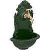 Relaxdays fontana a parete antica con rubinetto, verde | lavabo da giardino in alluminio, 40x24,5x13 cm