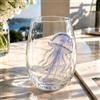 Generic Collezione di bicchieri artigianali Ocean Animal, bicchiere da vino 3D a forma di polipo, realizzato a mano con anelli blu, vetro da bar con animali marini, decorazione per la casa costiera regalo per
