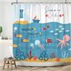 ASDCXZ Tenda da doccia 90 x 180 cm, motivo: animali marini in stile cartone animato, estate oceano, lavabile, tenda da doccia in poliestere impermeabile per vasca da bagno con 6 ganci
