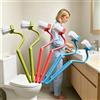 Taxually Scopino per WC, Spazzola WC Bagno in Silicone 20CM V Tipo Curvo Senza Angoli Morti Scovolino Pulizia WC per Water con Manico Lungo e Design del Gancio Montaggio Parete Colore Casuale (6 Pezzi)