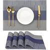 Chitomars Tovagliette Americane Lavabili Set di 4 Tovaglietta Americana | Tovagliette Colazione Plastica PVC Antiscivolo per Tavolo da Cucina e all'aperto (Grigio Blu, Set di 4)