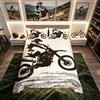 Homemissing Biancheria da letto e lino con tema moto da cross, decorazione per camera da letto per ragazzi adolescenti, set di biancheria da letto sportiva e di motocross, formato singolo, bianco e