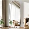 BEAUTYPEAK - Specchio ad arco da terra a figura intera, da appendere o appoggiare alla parete, con supporto, per camera da letto, soggiorno o cabine armadio, 142 x 52 cm, colore nero