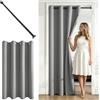 MRTREES 1 Pezzi Tenda Porta Grigio Chiaro 140x220 CM, con Bastone 75-125cm | Bastone Nero Estensibile,Senza Forare,Tende Oscuranti per Interni,per Separa Ambienti,Cameretta Bambini,Cabina Armadio