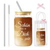 AuraFusion Trinkglas con Coperchio e Cannuccia, 16 oz, Vetro Senza Piombo, Inclusa Confezione Regalo, Regalo di Compleanno per Donne, Ideale per Cocktail, succhi e Altro
