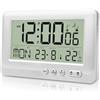 Behogan Radiosveglia digitale, radiosveglia digitale con termometro, orologio radio con temperatura, sveglia digitale con due sveglie, funzione snooze, retroilluminazione, data, giorno della settimana