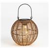 formano Lanterna solare da giardino a LED in metallo, rotonda, 19 cm, con effetto rattan, luce bianca calda, IP44, resistente alle intemperie, con sensore crepuscolare, lampada decorativa per esterni