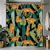 Ttincceer 140x200cm Tenda da doccia con leopardo della giungla, safari, animali selvatici, foglie di palma tropicali, bagno, decorativo, resistente all'acqua, vasca da bagno