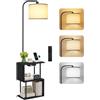 OUTONLIFE Lampada da Terra con Tavolino, Design a S e Porte di Ricarica USB | Dimmerabile con Telecomando, 3 Temperature di Colore, Timer da 1 Ora, USB-A e USB-C