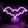 SEDEX Lampada al neon a forma di pipistrello di Halloween, pipistrelli LED al neon a batteria, alimentata tramite USB, decorazioni da tavolo, luci per feste di Halloween, camera da letto, lampade per