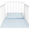 baby idea Babysanity Piumino Lettino Neonato Ricamato Completo Federa e Copripiumino e Lenzuolino con Angoli Sfoderabile Senza Paracolpi Lettino - Made in Italy- (Azzurro Fantasy)