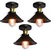 iDEGU 3 Pezzi Lampade da Soffitto Vintage Design Industriale Plafoniere Illuminazione Interni E27 Lampada Retrò Lampadario a Sospensione per Cucina Corridoio Loft Bagno, 22CM (Nero)