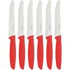 Tramontina Set di Coltelli Dentati da Carne con Punta Arrotondata Rosso Plenus 6 Pezzi