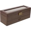 UPKOCH Elegante Scatola Porta Orologi in Legno con Coperchio in Vetro Organizer da Comò Doppio Livello per Orologi con Cuscinetti in Custodia Salvaspazio Unisex per Uomo e Donna