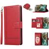 Beajew Cover OnePlus Nord CE 2 Lite 5G con Cordino, Flip Portafoglio Custodia Pelle [Specchio] [6 Porta Carte] [Chiusura Magnetica] Pelle Flip con [Funzione di Supporto] - Rosso