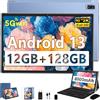 fezawio Tablet Touch 10 pollici, 12 GB RAM 128 GB ROM (espandibile 512 GB), Processore Octa-Core 2.0 GHz, 8000 mAh, WiFi 5G & Bluetooth 5.0, Tablet PC con custodia protettiva - Blu
