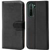 Verco custodia per Huawei P40 Lite 5G, Case per Huawei P40 Lite 5G Cover PU Pelle Portafoglio Protettiva, Nero