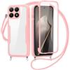 FERLAN Cover per Honor 400 Smart con Cordino, 360 Gradi Antiurto Custodia con Protezione Schermo Integrata Trasparente Rugged TPU Bumper Doppia Protettiva Cover per Honor 400 Smart -Rosa