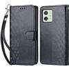 KENHONER Custodia per Motorola Moto G54 5G Cover, Nero | Portafoglio in Pelle PU Retro, Antiurto Flip, Slot per Schede, Funzione Stand, Chiusura Magnetica