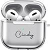 LING Ling's Design Custodia nome personalizzato compatibile con AirPods terza generazione | custodia trasparente personalizzata bifacciale portachiavi cordino per cinturino Custodia cuffie per Airpods 3 Pro 2/1
