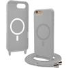 Bigcousin Magnetica Cover con Cordino per iPhone 8 / iPhone SE 2020/2022,[Compatibile con MagSafe], Cover in Silicone, Regolabile Cordino da Collo Nylon Catena Collana Tracolla,Grigio chiaro