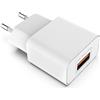 MyGadget Caricatore USB da Muro Rapido - Caricabatterie Quick Charge 18W QC 3.0 - Presa Universale per Apple, Samsung, HTC, LG, Sony - Bianco